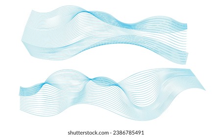 Abstract vector wavy lines flowing smooth curve gold gradient color on transparent background in concept of luxury, technology, science, music, modern.