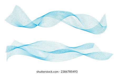 Abstract vector wavy lines flowing smooth curve gold gradient color on transparent background in concept of luxury, technology, science, music, modern.