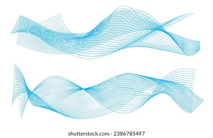 Abstract vector wavy lines flowing smooth curve gold gradient color on transparent background in concept of luxury, technology, science, music, modern.