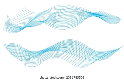 Abstract vector wavy lines flowing smooth curve gold gradient color on transparent background in concept of luxury, technology, science, music, modern.