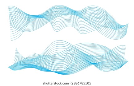 Resumen de líneas onduladas vectoriales que fluyen suavemente curva color gradiente dorado sobre fondo transparente en concepto de lujo, tecnología, ciencia, música, moderno.