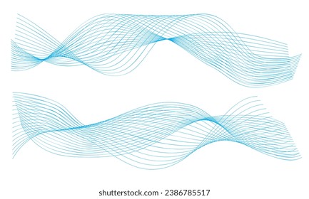 Resumen de líneas onduladas vectoriales que fluyen suavemente curva color gradiente dorado sobre fondo transparente en concepto de lujo, tecnología, ciencia, música, moderno.