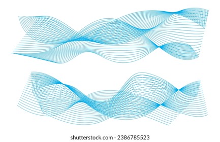 Abstract vector wavy lines flowing smooth curve gold gradient color on transparent background in concept of luxury, technology, science, music, modern.