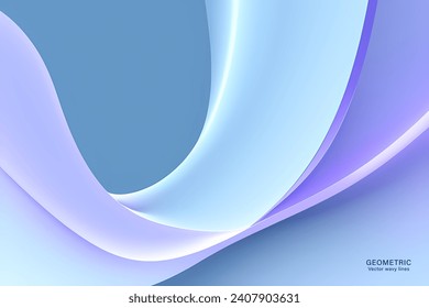Abstract vector wavy lines flowing smooth curve purple blue gradient color in concept of luxury, technology, modern.
