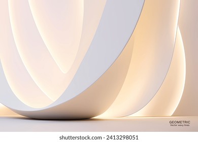 Abstract vector wavy lines flowing smooth curve gold white gradient color in concept of luxury, technology, modern.