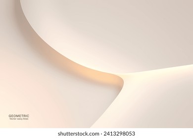 Abstract vector wavy lines flowing smooth curve gold white gradient color in concept of luxury, technology, modern.