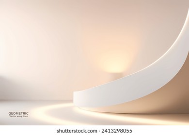 Abstract vector wavy lines flowing smooth curve gold white gradient color in concept of luxury, technology, modern.