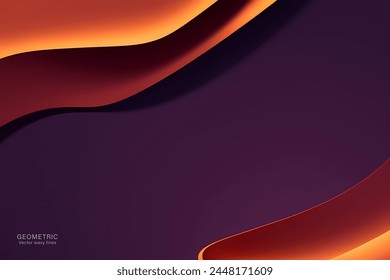 Abstract vector wavy lines flowing smooth curve brown orange gradient color in concept of luxury, technology, modern.
