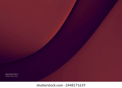 Abstract vector wavy lines flowing smooth curve brown orange gradient color in concept of luxury, technology, modern.