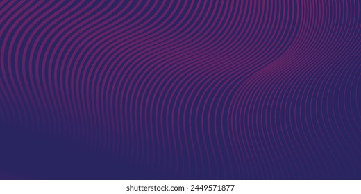 Abstract vector wavy lines flowing smooth curve colorful purple blue gradient isolated on transparent background in concept of technology, science, music, modern pattern