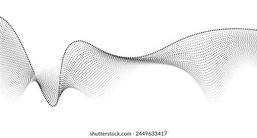 Líneas onduladas Abstractas del Vector que fluyen gradiente gris negro suave de la curva aislado en fondo transparente en concepto de la tecnología, ciencia, música, onda moderna