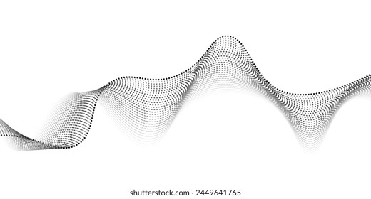 Líneas onduladas de Vector Abstractas que fluyen suave curva gris negro gradiente aislado sobre fondo transparente en concepto de tecnología, ciencia, música, gris abstracto moderno