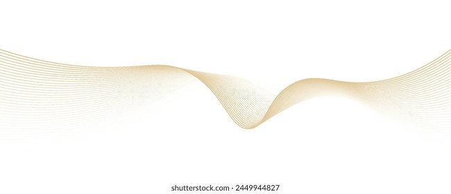 Abstract vector wavy lines flowing smooth curve gold gradient color on transparent background in concept of luxury, technology, science, music, modern