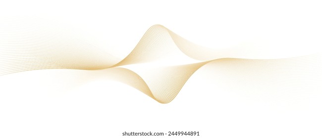 Abstract vector wavy lines flowing smooth curve gold gradient color on transparent background in concept of luxury, technology, science, music, modern