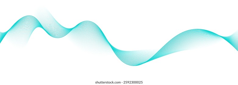 Abstract vector wavy lines flowing smooth curves blue gradient color on transparent background in luxury, technology, science, music, modern concept