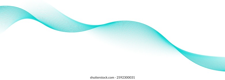 Abstract vector wavy lines flowing smooth curves blue gradient color on transparent background in luxury, technology, science, music, modern concept