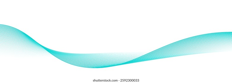 Abstract vector wavy lines flowing smooth curves blue gradient color on transparent background in luxury, technology, science, music, modern concept