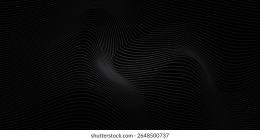 Abstract vector wavy lines flowing smooth curve black grey gradient isolated on transparent background in concept of technology futuristic line
