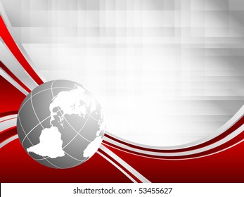 abstract vector wavy lines with globe and copy space for your text. Eps10