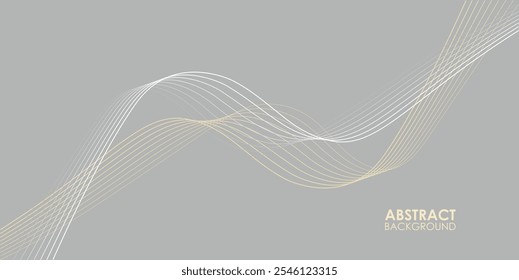 Abstract vector wavy lines on gray background. Wave line pattern technology background.