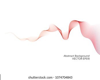 Abstract vector wavy lines red color isolated on white background for design elements in technology, modern