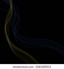 Abstract vector wavy lines in yellow and blue colors.
