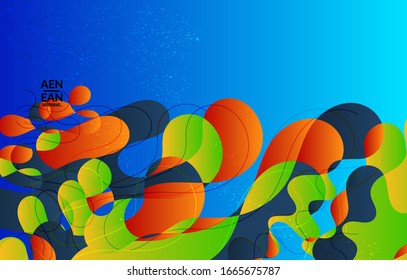 Abstract vector wavy pattern with bright gradient wavy organic overlapping shapes grunge textured.Invitation template for wedding or birthday party. eCommerce social media wallpaper design.