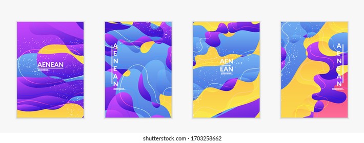 Abstract vector wavy pattern with bright gradient wavy organic overlapping shapes grunge textured.Invitation template for wedding or birthday party. eCommerce social media post design.