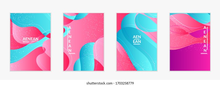 Abstract vector wavy pattern with bright gradient wavy organic overlapping shapes grunge textured.Invitation template for wedding or birthday party. eCommerce social media post design.