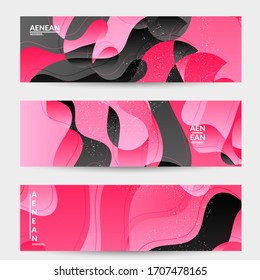 Abstract vector wavy pattern with bright gradient wavy organic overlapping shape.Natural wavy lines and white snow texture. Holiday sale advertisement promotional banner.