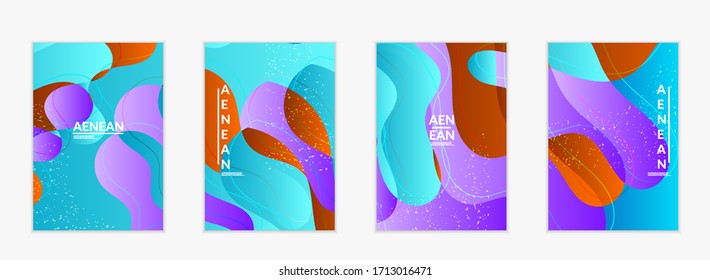 Abstract vector wavy pattern with bright gradient wavy organic overlapping shapes grunge textured.Invitation template for wedding or birthday party. eCommerce social media post design.