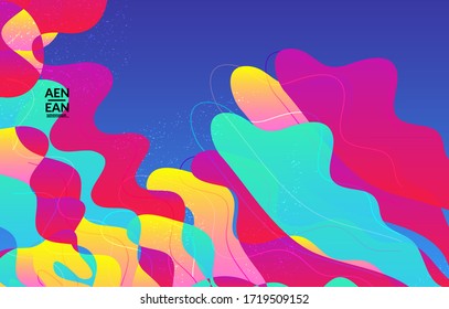 Abstract vector wavy pattern with bright gradient wavy organic overlapping shapes grunge textured.Invitation template for wedding or birthday party. eCommerce social media wallpaper design.
