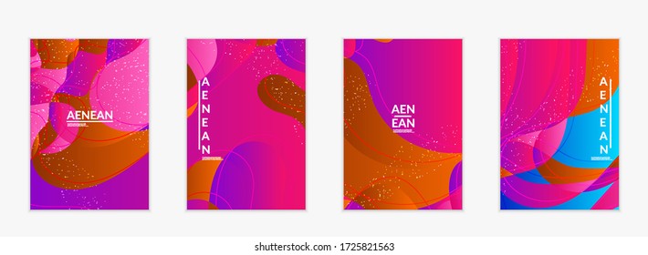 Abstract vector wavy pattern with bright gradient wavy organic overlapping shapes grunge textured.Invitation template for wedding or birthday party. eCommerce social media post design.
