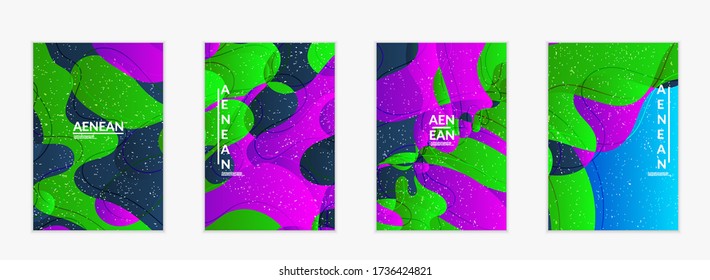 Abstract vector wavy pattern with bright gradient wavy organic overlapping shapes grunge textured.Invitation template for wedding or birthday party. eCommerce social media post design.