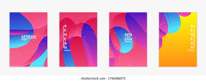 Abstract vector wavy pattern with bright gradient wavy organic overlapping shapes grunge textured.Invitation template for wedding or birthday party. eCommerce social media post design.