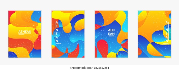 Abstract vector wavy pattern with bright gradient wavy organic overlapping shapes grunge textured.Invitation template for wedding or birthday party. eCommerce social media post design.