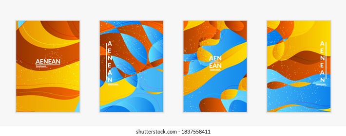 Abstract vector wavy pattern with bright gradient wavy organic overlapping shapes grunge textured.Invitation template for wedding or birthday party. eCommerce social media post design.