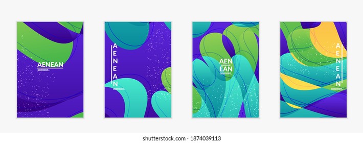 Abstract vector wavy pattern with bright gradient wavy organic overlapping shapes grunge textured.Invitation template for wedding or birthday party. eCommerce social media post design.