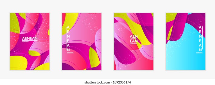 Abstract vector wavy pattern with bright gradient wavy organic overlapping shapes grunge textured.Invitation template for wedding or birthday party. eCommerce social media post design.