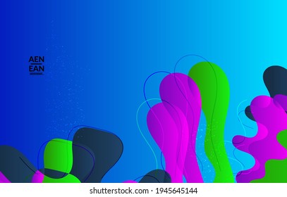 Abstract vector wavy pattern with bright gradient wavy organic overlapping shapes grunge textured.Invitation template for wedding or birthday party. eCommerce social media wallpaper design.