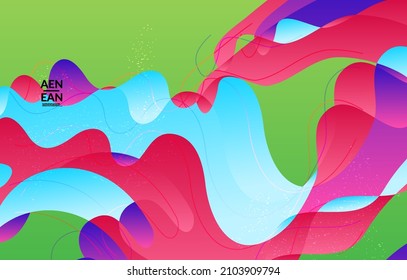 Abstract vector wavy pattern with bright gradient wavy organic overlapping shapes grunge textured.Invitation template for wedding or birthday party. eCommerce social media wallpaper design.