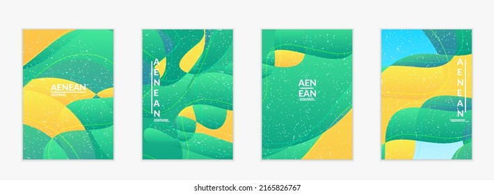 Abstract vector wavy pattern with bright gradient wavy organic overlapping shapes grunge textured.Invitation template for wedding or birthday party. eCommerce social media post design.