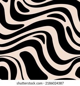 Abstract vector wavy seamless pattern. Trendy retro psychedelic background in 90s, 00s style. Texture in y2k aesthetic