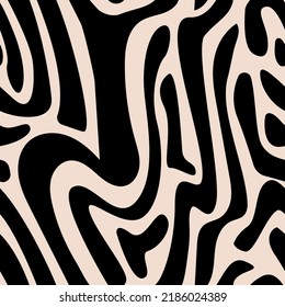 Abstract vector wavy seamless pattern. Trendy retro psychedelic background in 90s, 00s style. Texture in y2k aesthetic