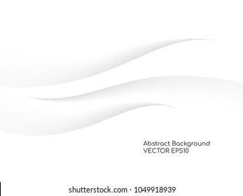 Abstract vector wavy white background with gray color smooth curves wave lines for divider line design elements or background