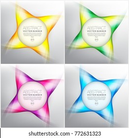 Abstract vector web banner set of 4. Geometric banners in bright colors. Isolated on the light background. Each item contains space for own text. Vector illustration. Eps 10.