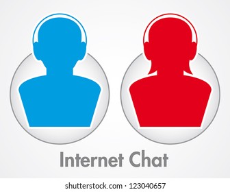 Abstract Vector Web Buttons of Internet Male Female Chat