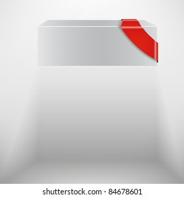 the abstract vector white box with red ribbon