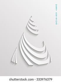 Abstract Vector White Christmas Tree on White Background