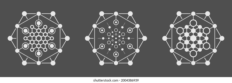 Abstract vector white hexagon  on a black background. Hexagonal shape symbol.